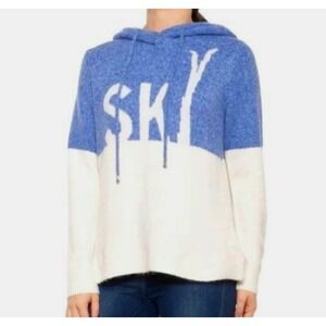 Cupcakes and Cashmere Hoodie Sweater Ski Pullover Sz XL Blue White Plush